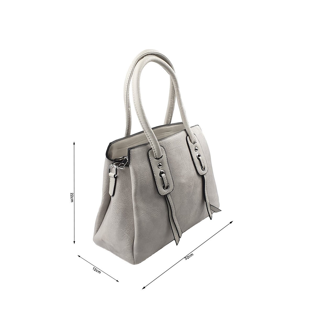 Sac à main synthétique à plusieurs compartiments et pochettes L 32 x l 12 x H 22 cm avec 2 poignées et une bandoulière réglable