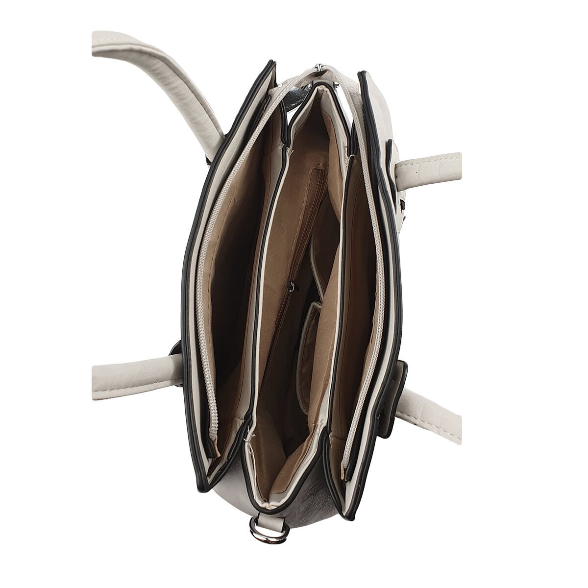 Sac à main synthétique à plusieurs compartiments et pochettes L 32 x l 12 x H 22 cm avec 2 poignées et une bandoulière réglable