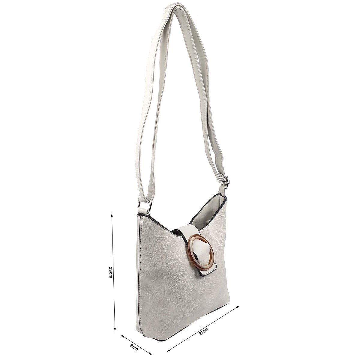 Sac à main synthétique à plusieurs compartiments et pochettes L 21 x l 8 x H 23 cm à bandoulière réglable