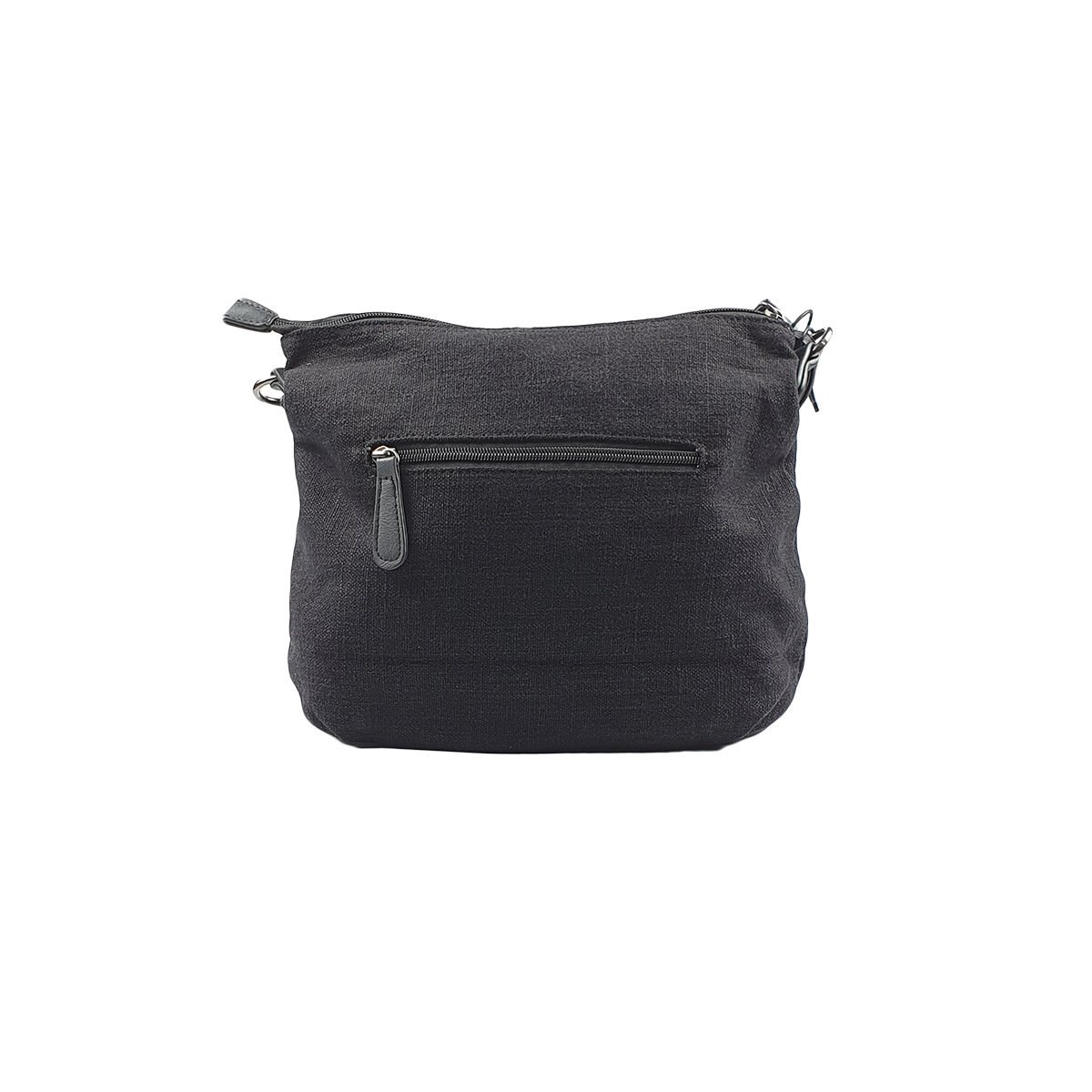 Sac à main tissu noir à plusieurs compartiments et pochettes L 30 x l 9 x H 23 cm à bandoulière réglable Mandoline