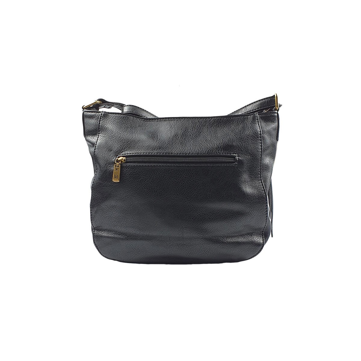 Sac à main synthétique noir à plusieurs compartiments et pochettes L 29 x l 10 x H 26 cm à bandoulière réglable Mandoline