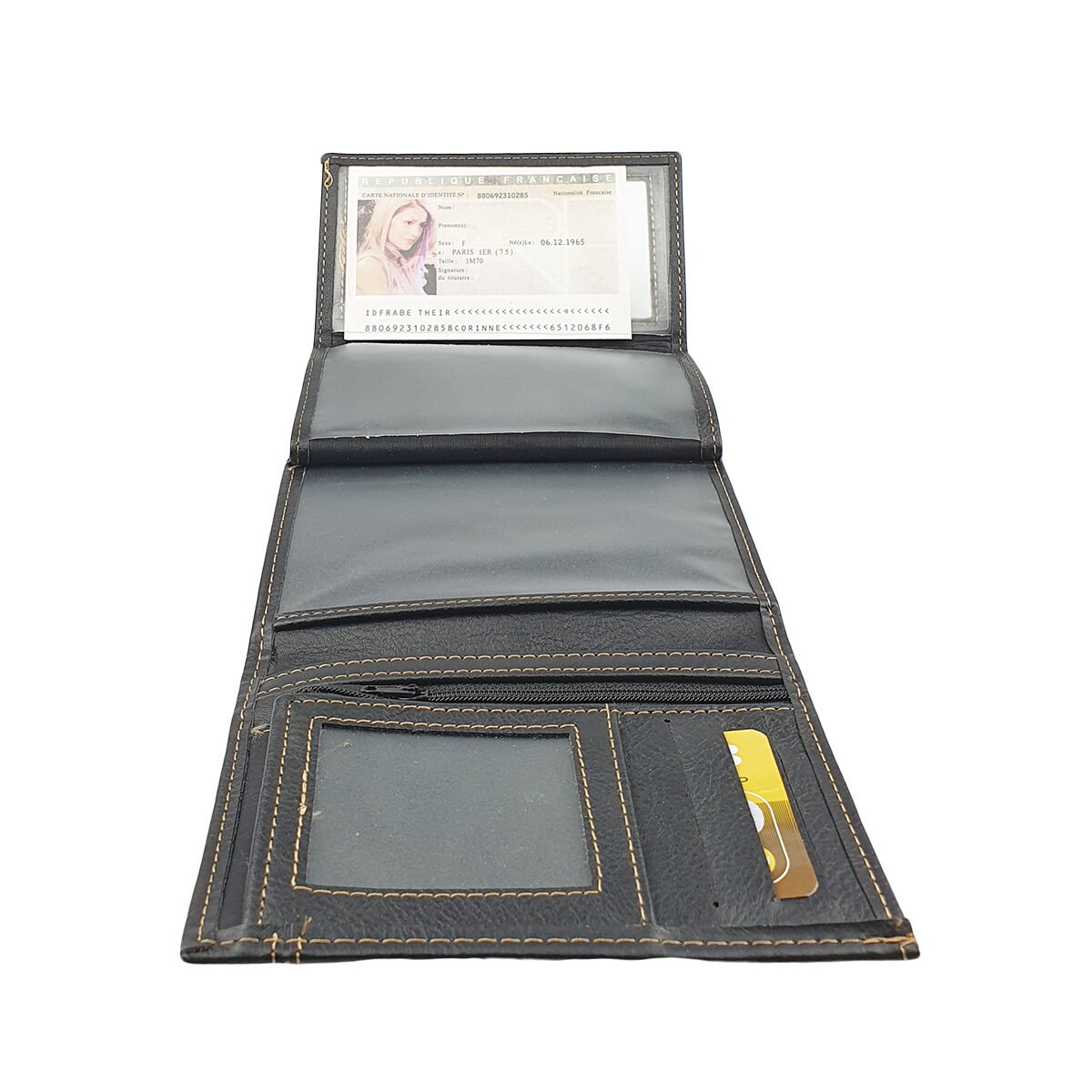 Portefeuille synthétique classique noir MM à divers compartiments L 14.0 x l 2.0 x H 10.0 cm M & LD