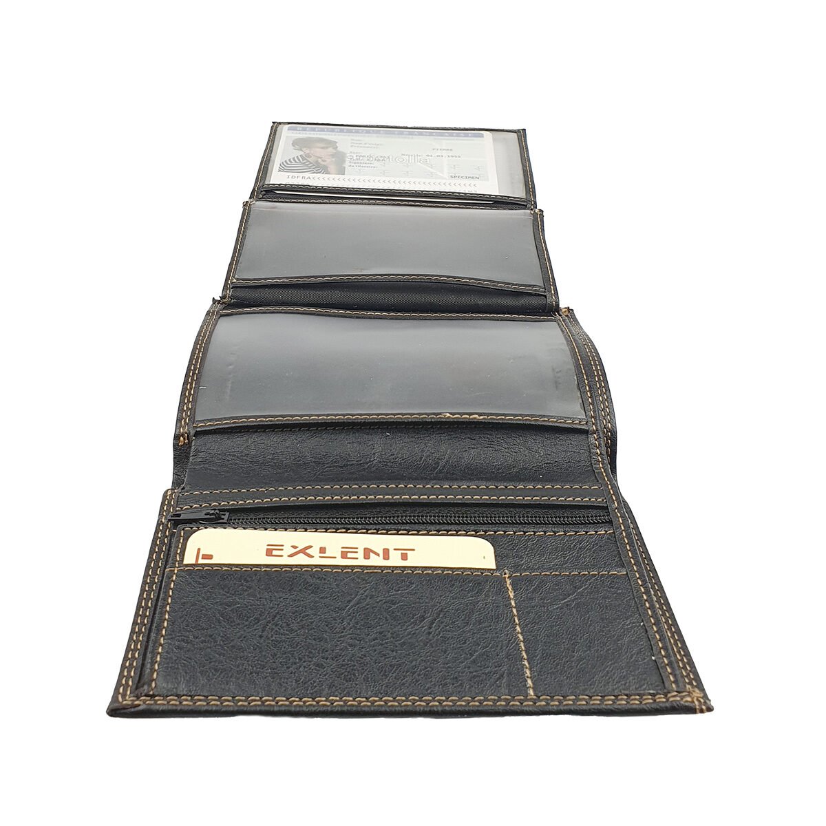 Classic black synthetic wallet MM with various compartments L 14.0 x W 2.0 x H 10.0 cm Falcon