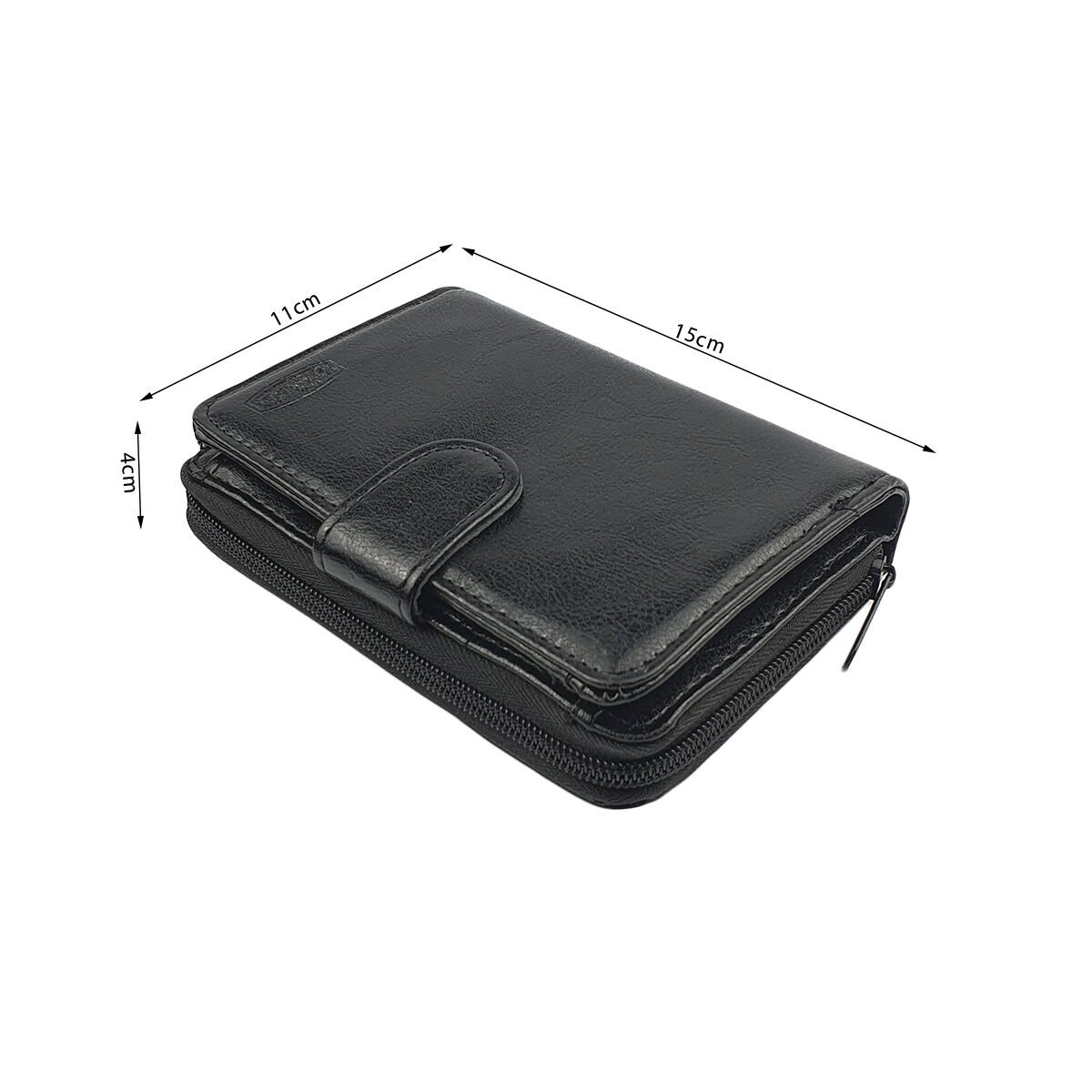GM multifunction black synthetic coin purse with various compartments L 11.0 x W 4.0 x H 15.0 cm M & LD