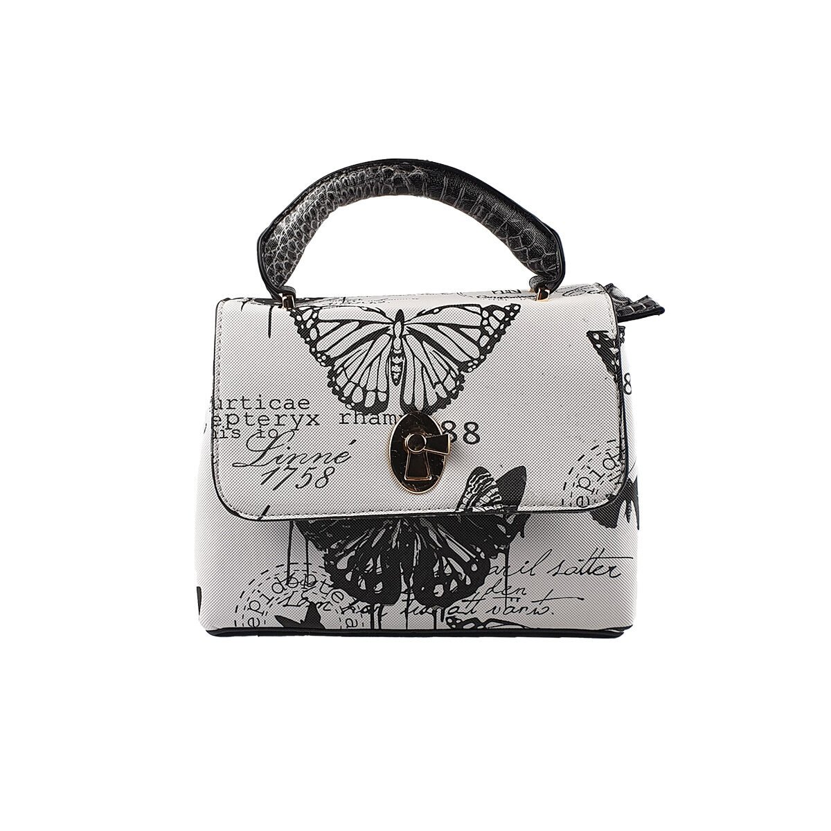 Synthetic handbag with several compartments and pockets L 24 x W 11 x H 18 cm with a handle and an adjustable shoulder strap