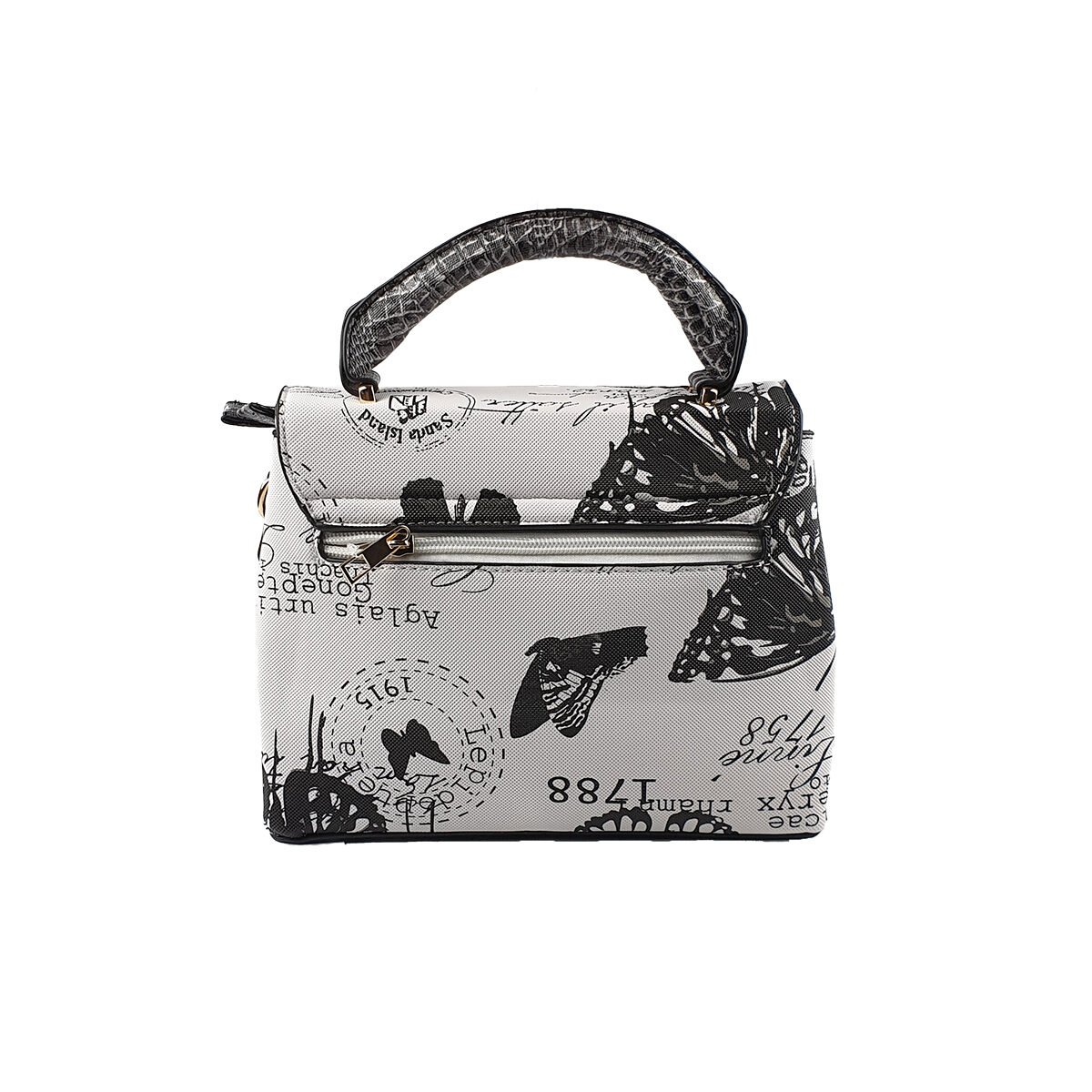 Synthetic handbag with several compartments and pockets L 24 x W 11 x H 18 cm with a handle and an adjustable shoulder strap
