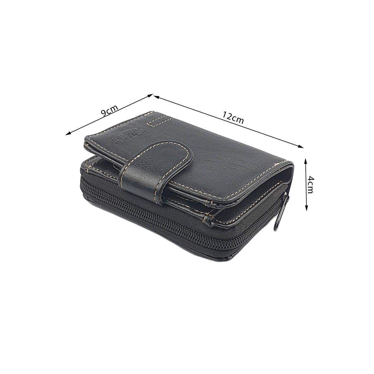 Porte-monnaie synthétique PM noir multifonction  à divers compartiments L 9.0 x l 4.0 x H 12.0 cm M & LD