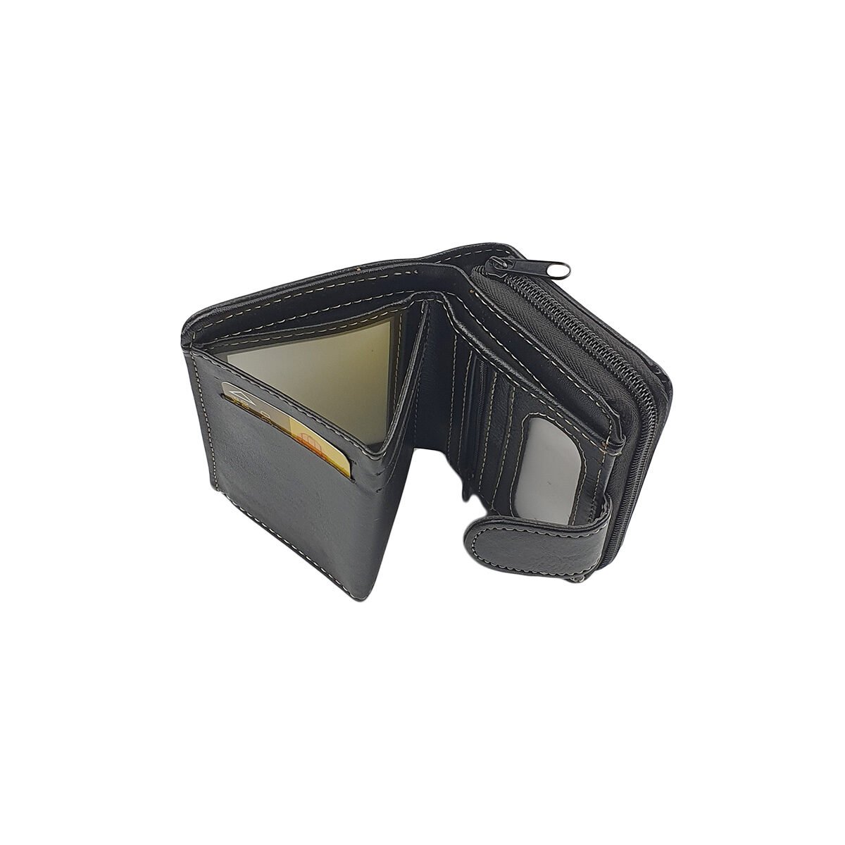 Porte-monnaie synthétique PM noir multifonction  à divers compartiments L 9.0 x l 4.0 x H 12.0 cm M & LD