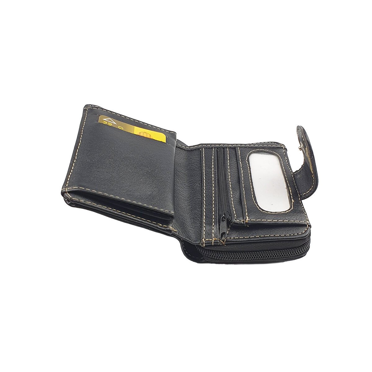 Porte-monnaie synthétique PM noir multifonction  à divers compartiments L 9.0 x l 4.0 x H 12.0 cm M & LD