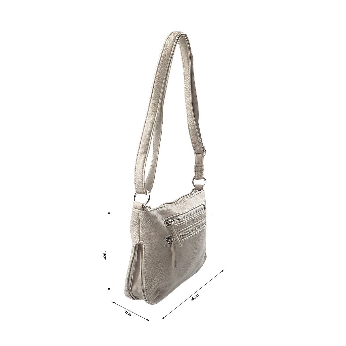Synthetic handbag with several compartments and pockets L 26 x W 7 x H 18 cm with adjustable shoulder strap Melanie