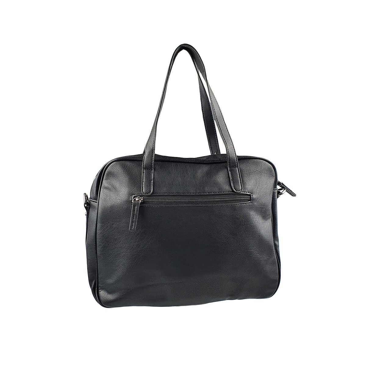 Black synthetic handbag with several compartments and pockets L 33 x W 18 x H 24 cm with 2 handles and an adjustable shoulder strap Melanie