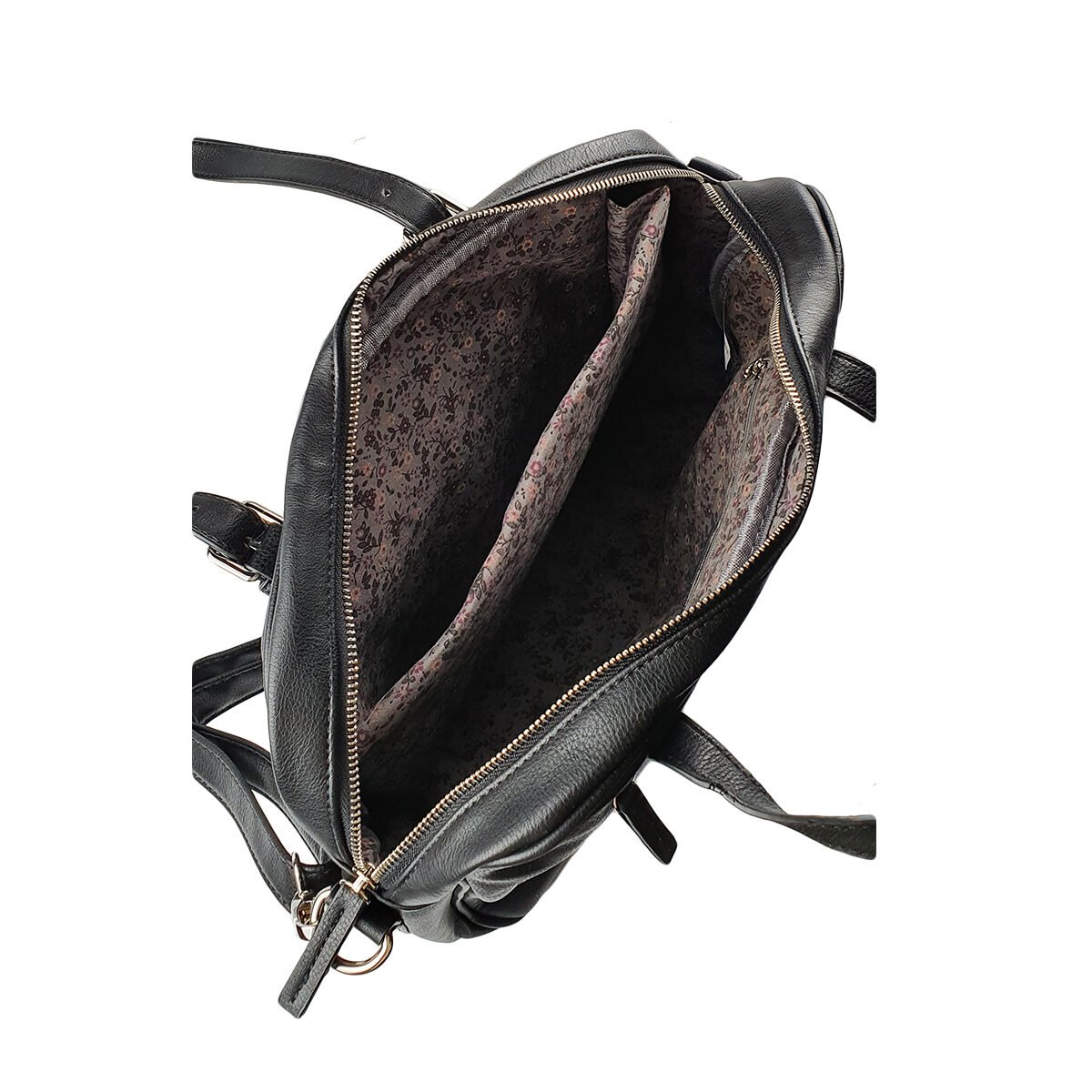 Black synthetic handbag with several compartments and pockets L 33 x W 18 x H 24 cm with 2 handles and an adjustable shoulder strap Melanie