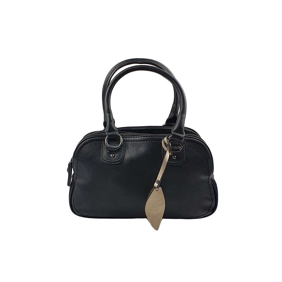 Black synthetic handbag with several compartments and pockets L 29 x W 12 x H 19 cm with 2 handles and an adjustable shoulder strap Melanie