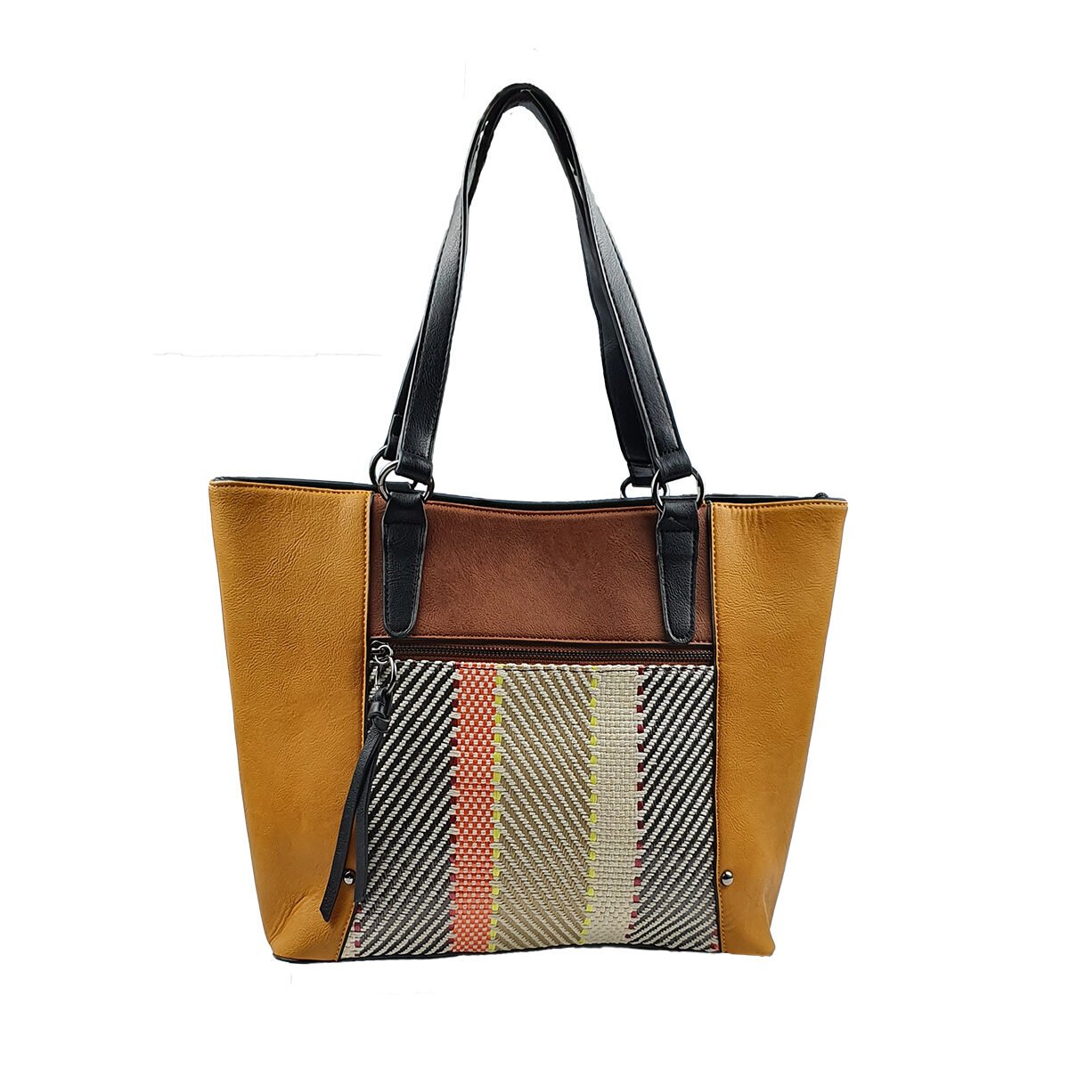 Sac à main synthétique multicolore à plusieurs compartiments et pochettes L 33 x l 14 x H 29 cm avec 2 poignées et une bandoulière réglable Melanie