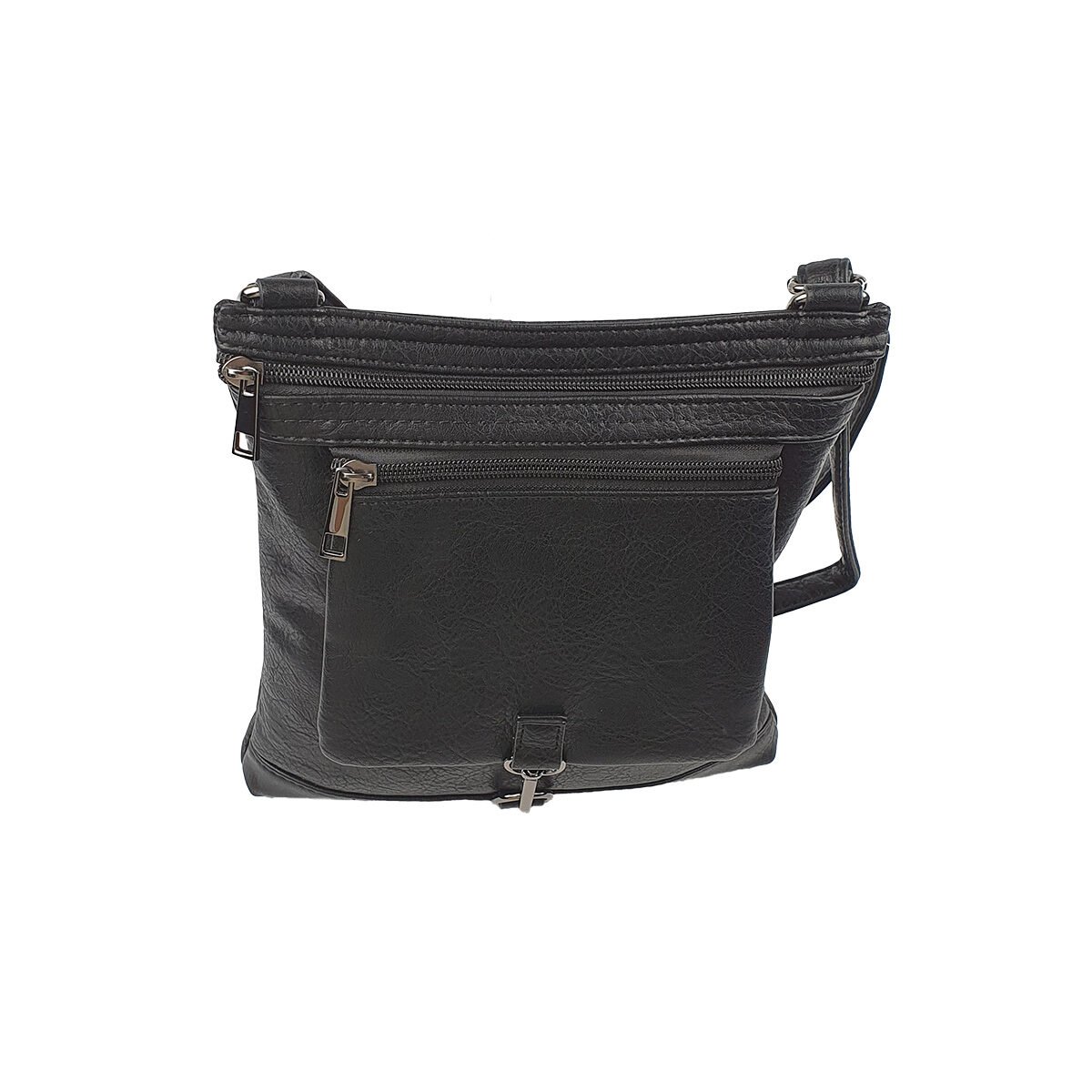 Sac à main synthétique noir à plusieurs compartiments et pochettes L 25 x l 4 x H 26 cm à bandoulière réglable Melanie