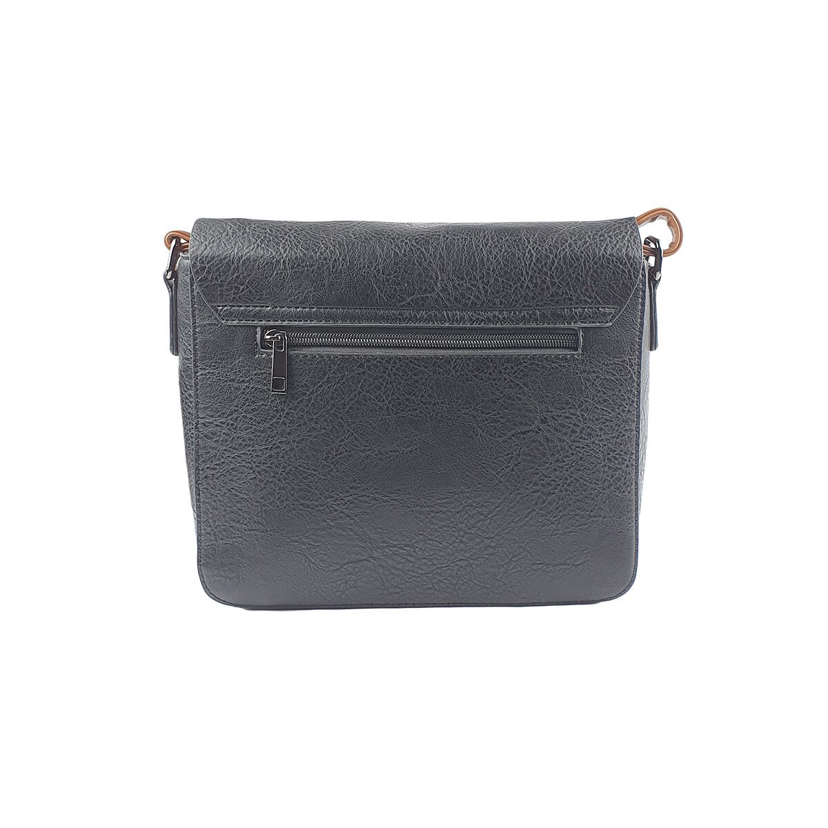 Sac à main synthétique noir à plusieurs compartiments et pochettes L 29 x l 10 x H 18 cm à bandoulière réglable Melanie