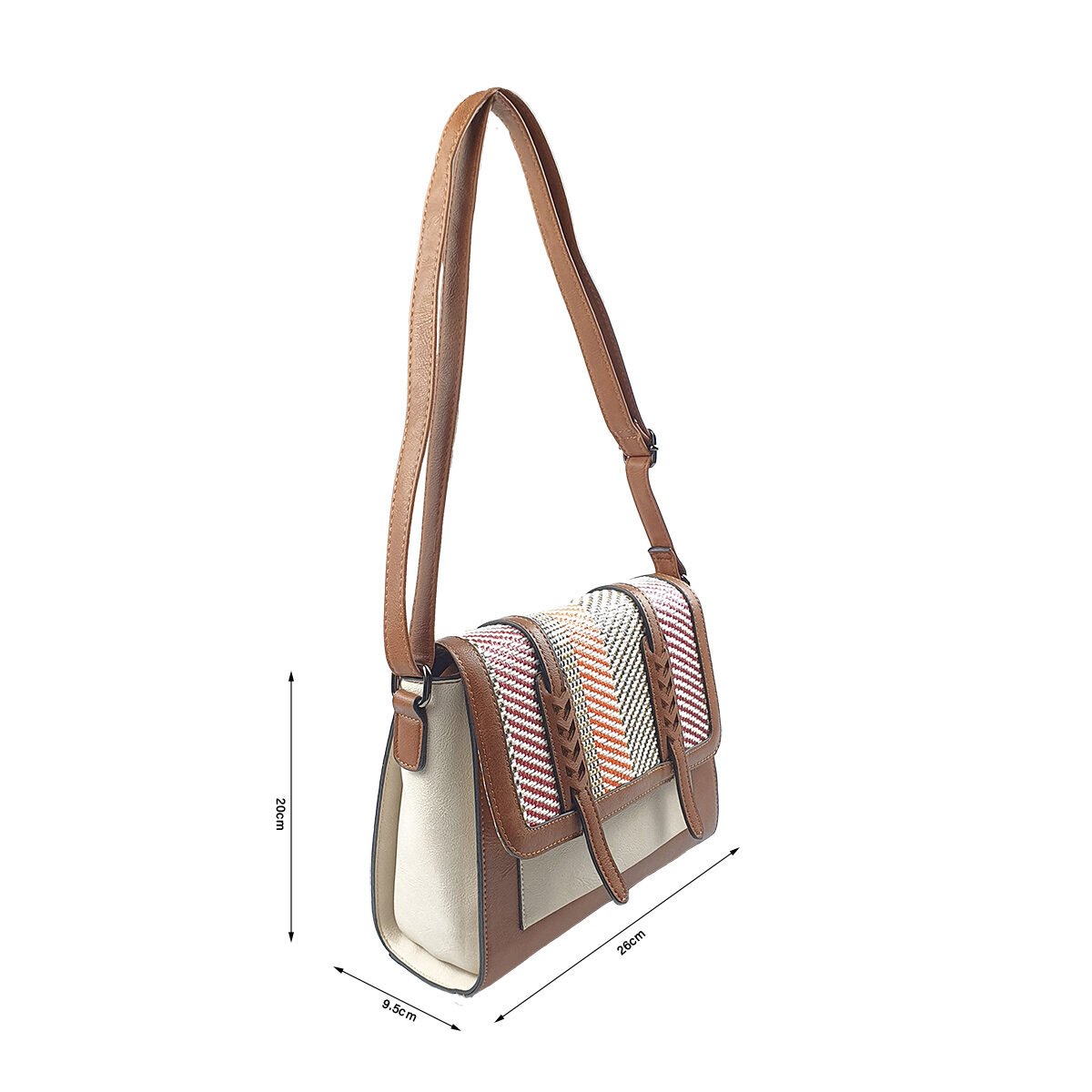 Sac à main synthétique multicolore à plusieurs compartiments et pochettes L 26.0 x l 9.5 x H 20.0 cm à bandoulière réglable Melanie