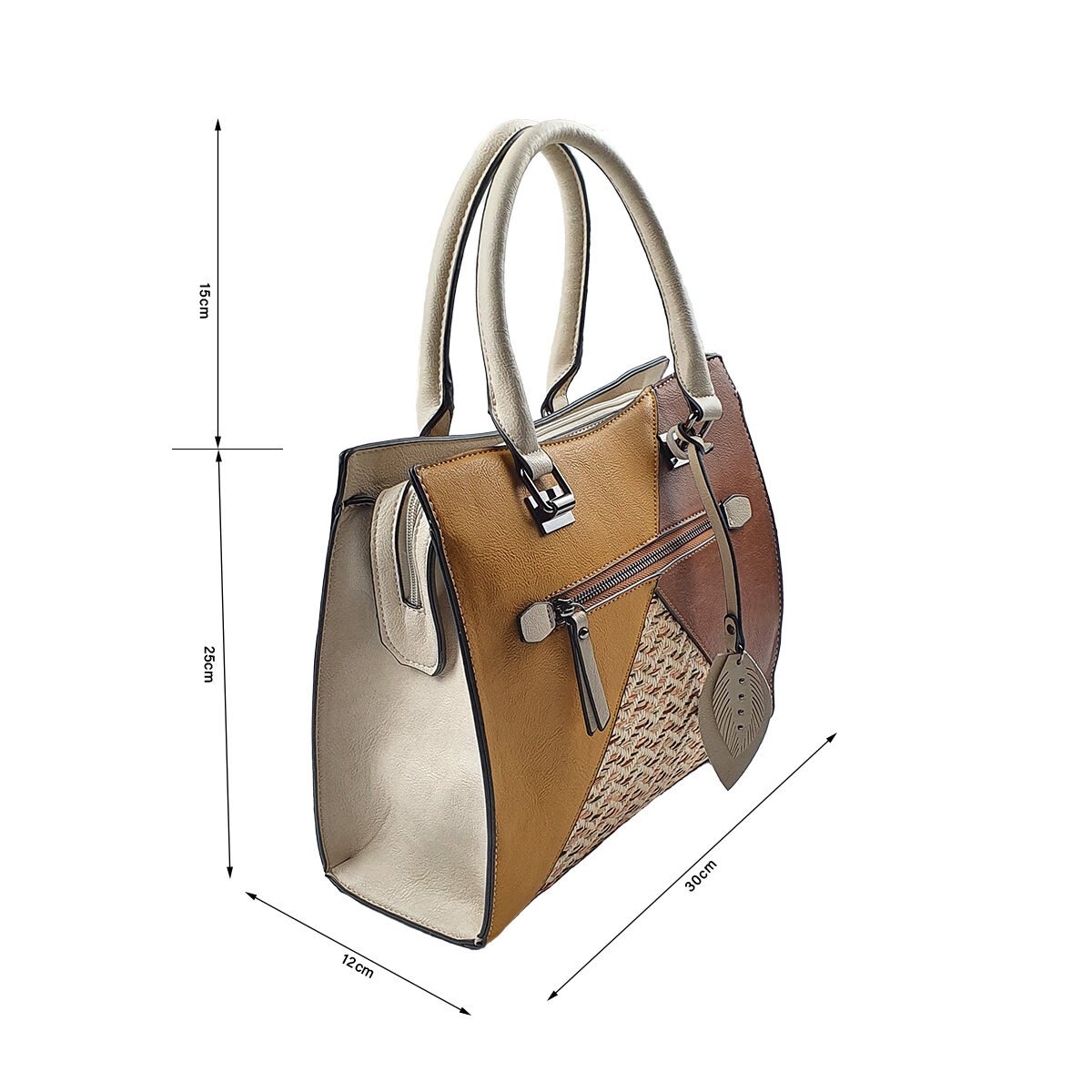 Sac à main synthétique à plusieurs compartiments et pochettes L 30 x l 12 x H 25 cm avec 2 poignées et une bandoulière réglable Melanie