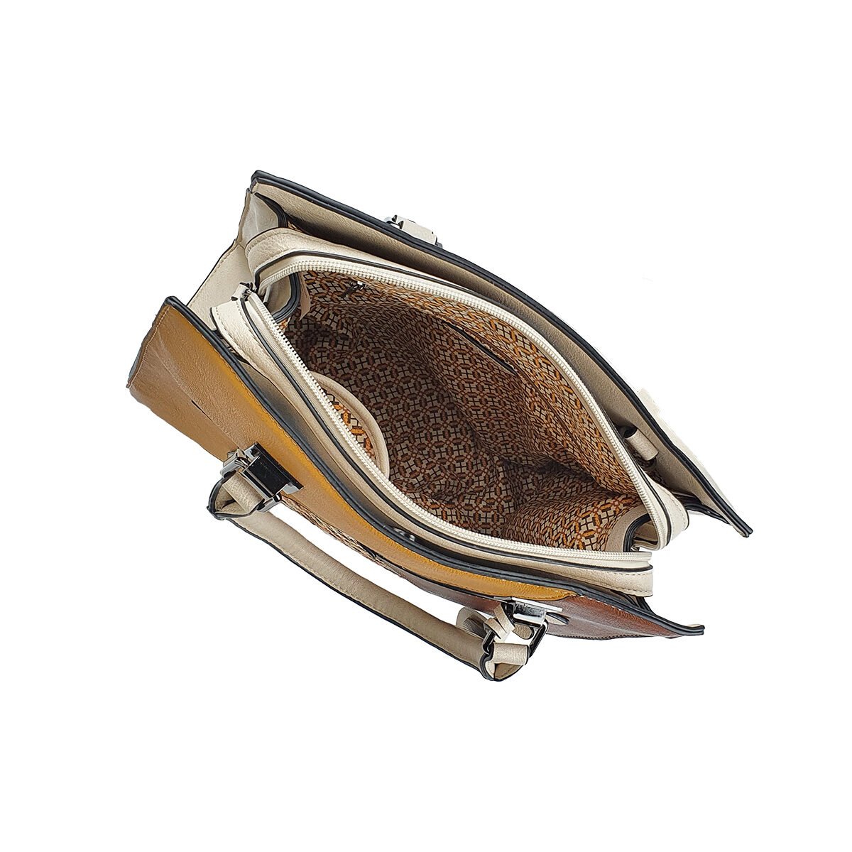 Sac à main synthétique à plusieurs compartiments et pochettes L 30 x l 12 x H 25 cm avec 2 poignées et une bandoulière réglable Melanie