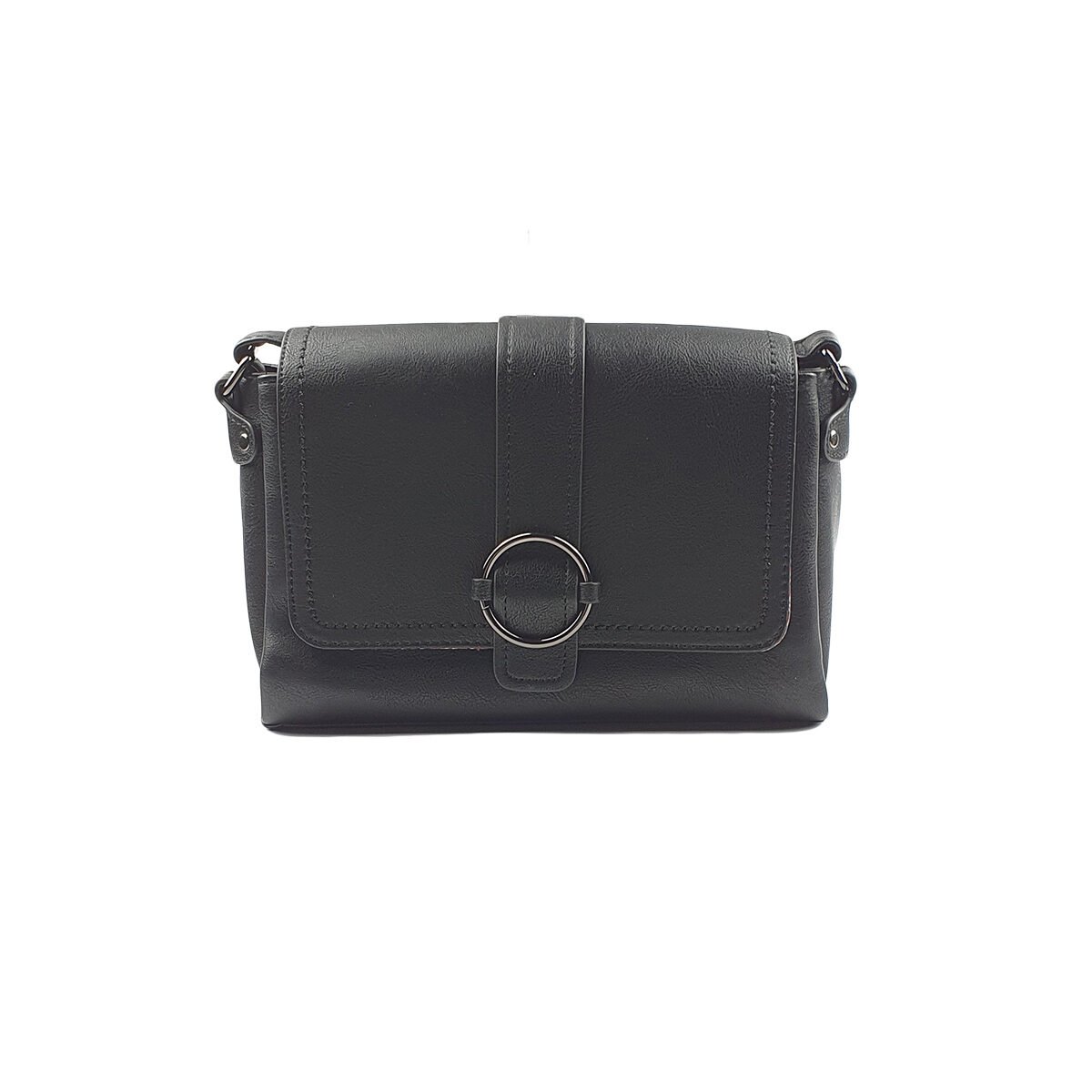 Sac à main synthétique noir à plusieurs compartiments et pochettes L 28 x l 10 x H 19 cm à bandoulière réglable Melanie