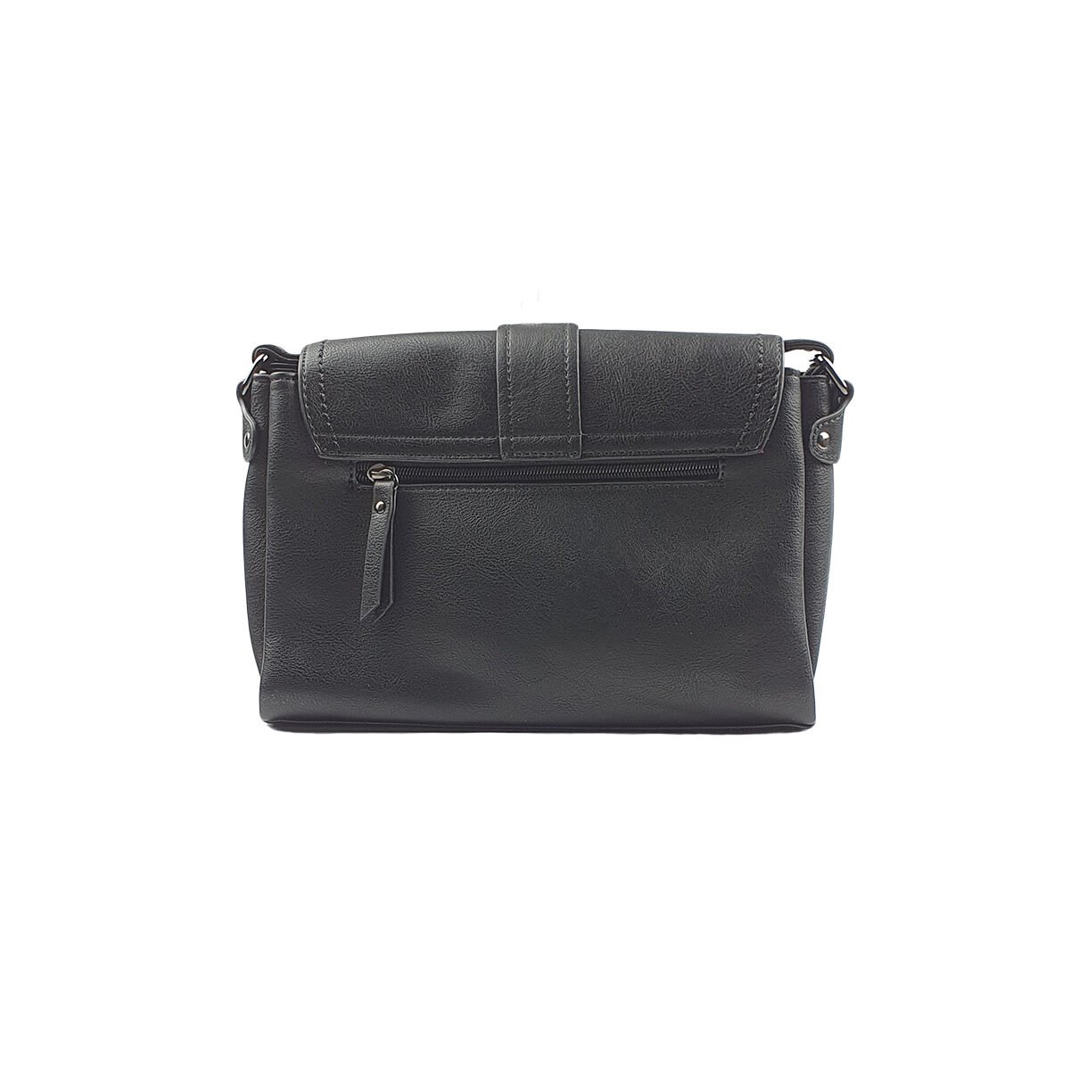 Sac à main synthétique noir à plusieurs compartiments et pochettes L 28 x l 10 x H 19 cm à bandoulière réglable Melanie