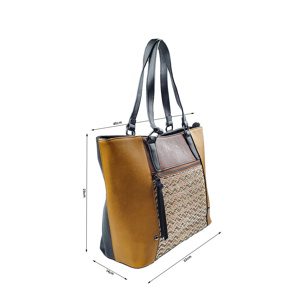 Synthetic handbag with several compartments and pockets L 33 x W 14 x H 29 cm with 2 handles and an adjustable shoulder strap Melanie
