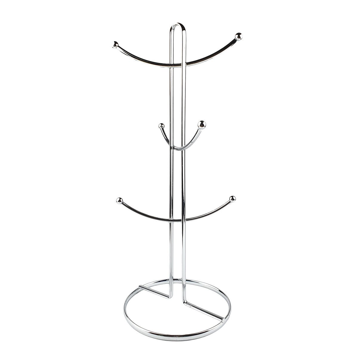 Porte-tasses arbre en métal chromé avec 6 emplacements