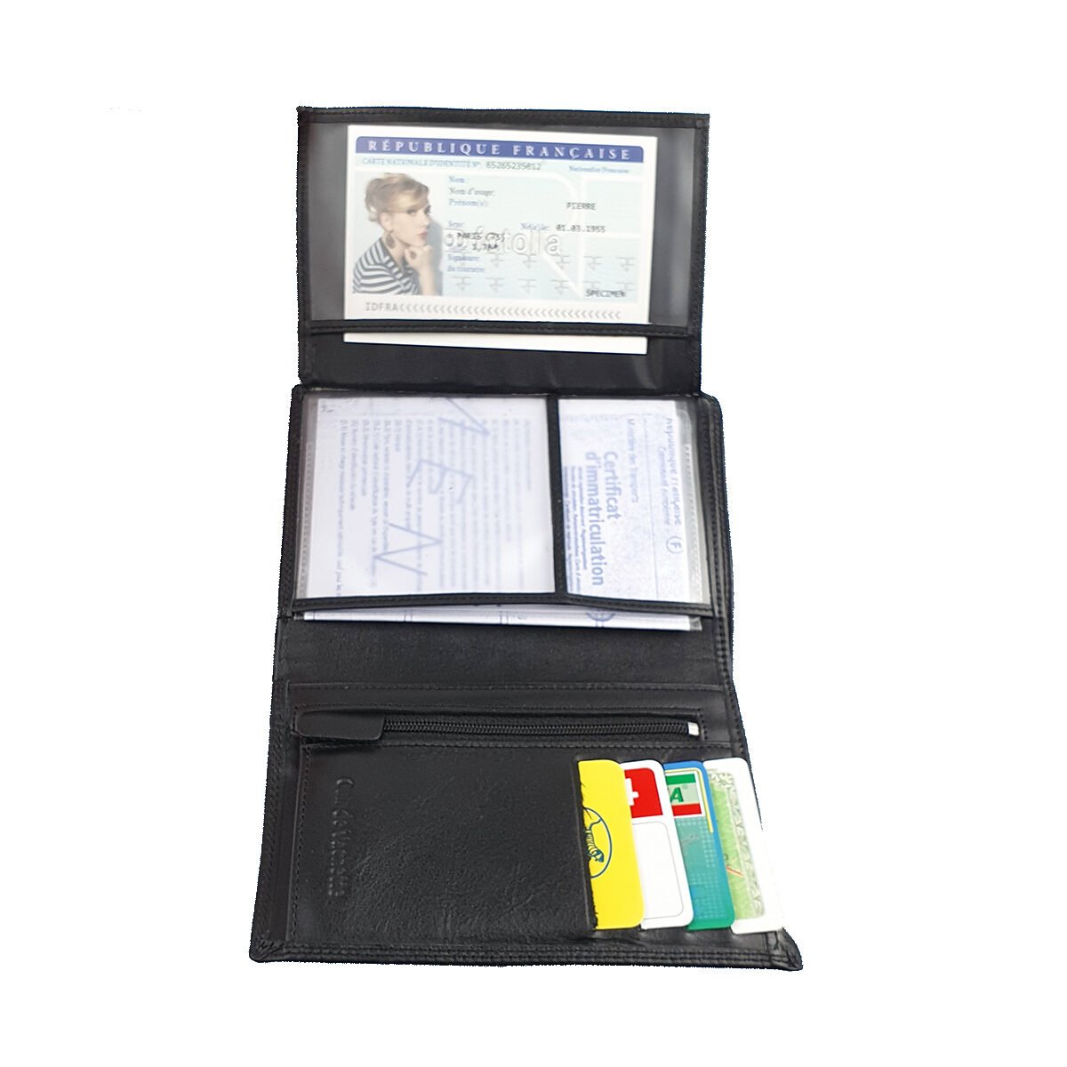Classic GM wallet in black soft cowhide leather with various compartments L 15.0 x W 2.5 x H 10.5 cm Chincelle