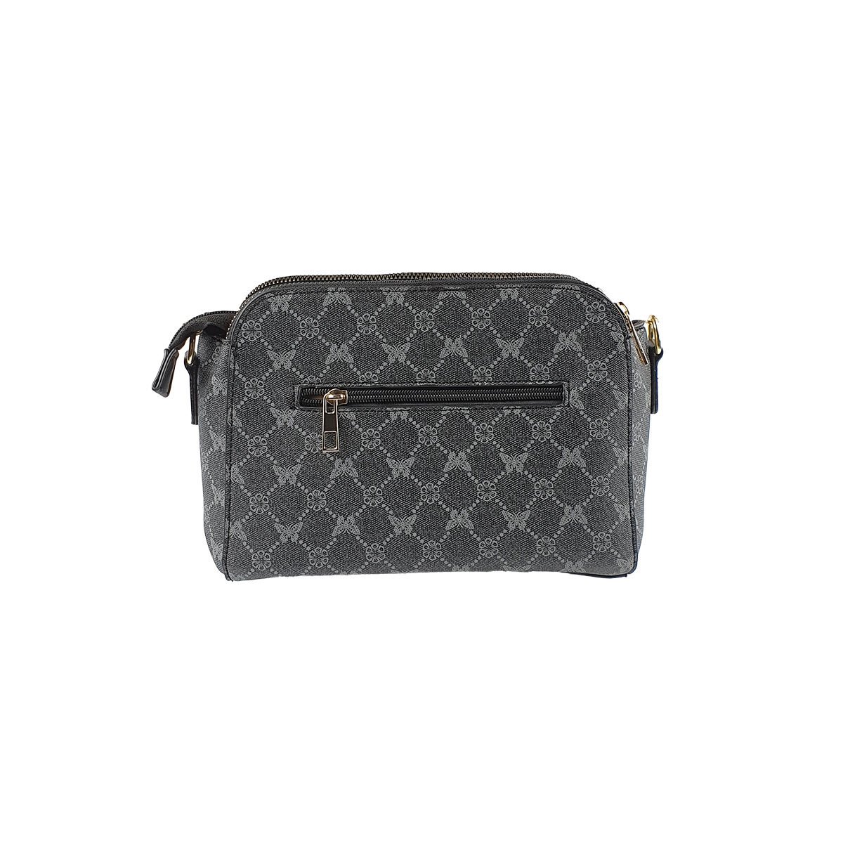 Gray synthetic handbag with several compartments and pockets L 23 x W 9 x H 17 cm with adjustable shoulder strap