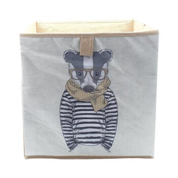Non-woven folding storage cube 31 x 31 x 31 cm dressed badger