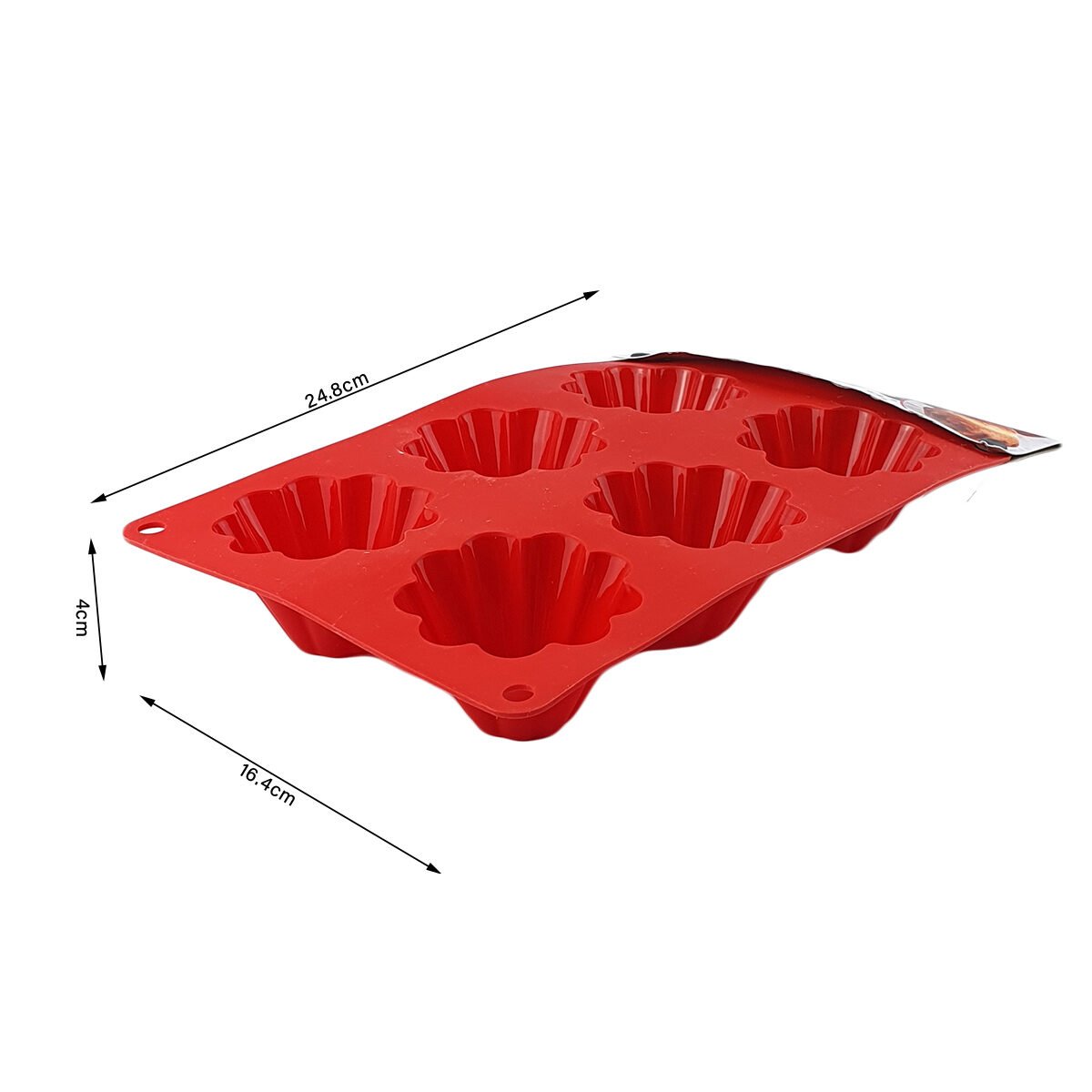 6-brioche mold in red silicone L 24.8 x W 16.4 x H 4.0 cm Maître chef
