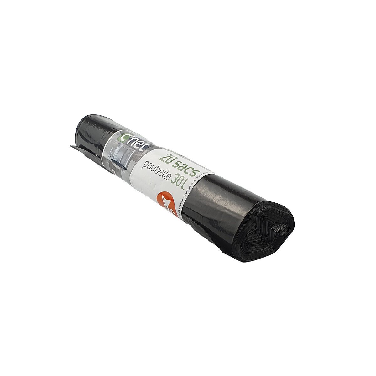 Set of 20 black trash bags 30 L with C'net ties