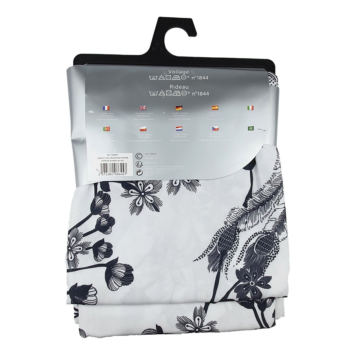 Double-rideau à œillets Bahria blanc en polyester H 260 x l 140 cm Douceur d'intérieur