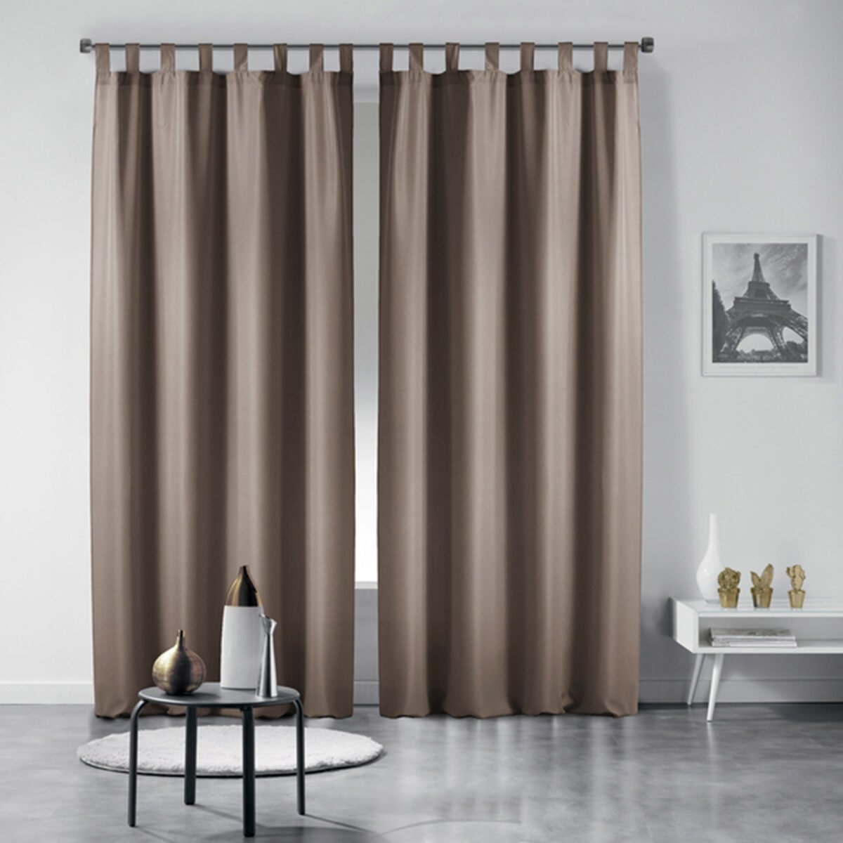 Double curtain with belt loops in polyester H 260 x W 140 cm Interior softness