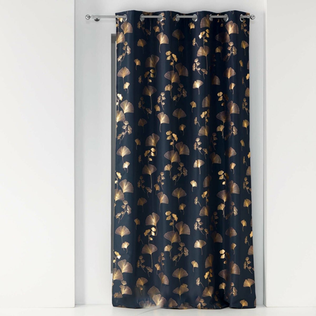 Bloomy double eyelet curtain in polyester H 260 x W 140 cm with metallic prints Interior softness