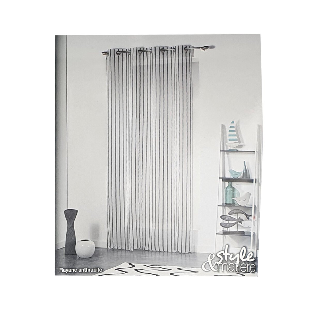 Eyelet curtain in anthracite Rayane jacquard sanded voile in polyester H 240 x W 140 cm Interior softness