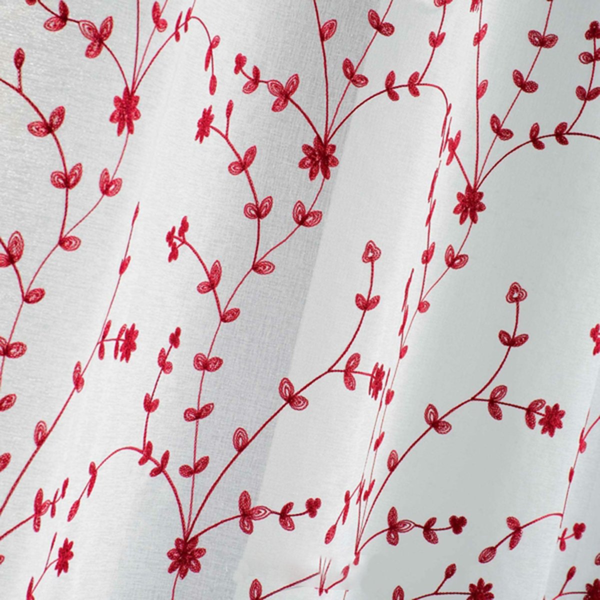 douceur dintérieur paire droite passants 2x60x120cm voile sable petite fleur blanc/rouge 