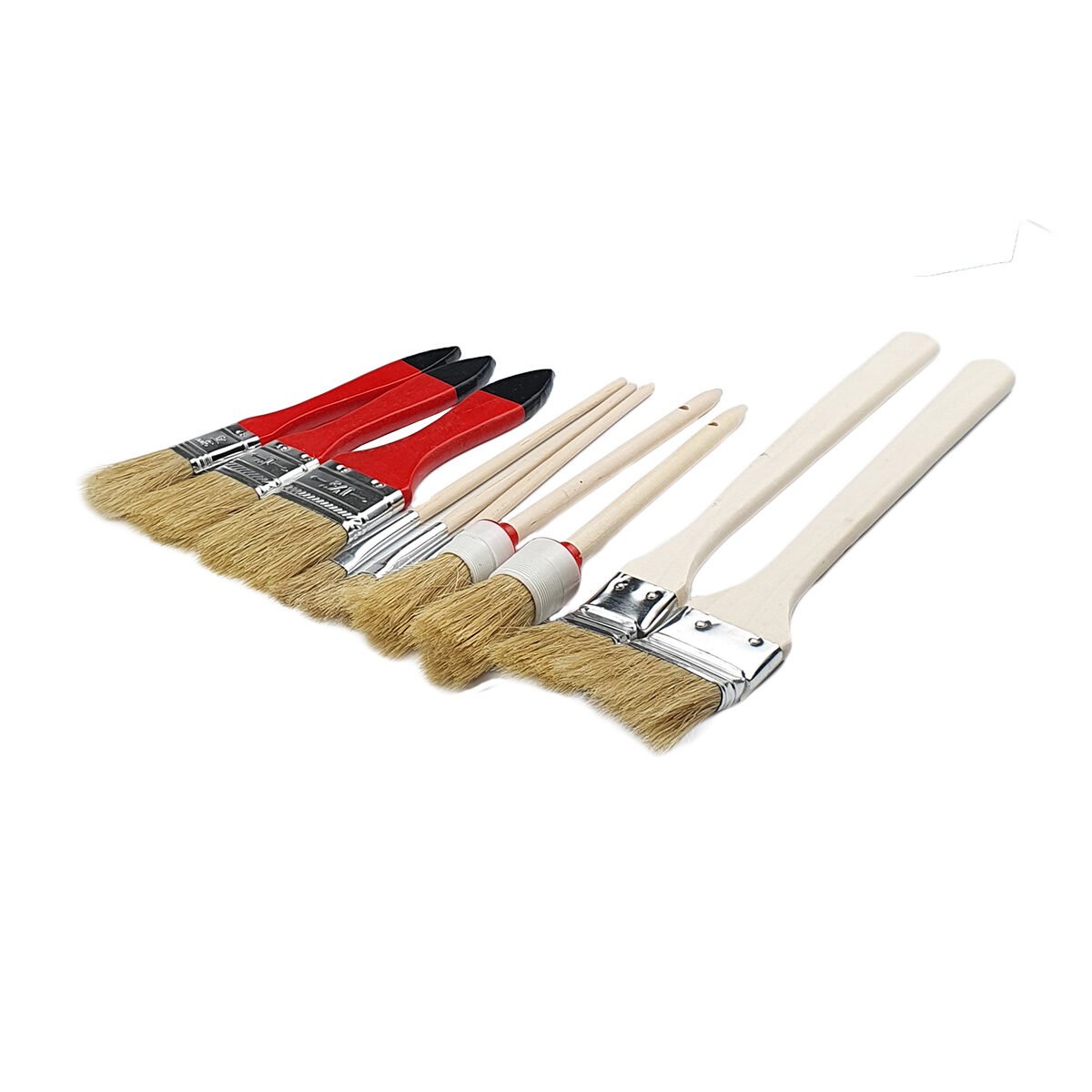 Set of 10 Tool Max China Silk Flat Round Paint Brushes in Various Sizes Tool Max