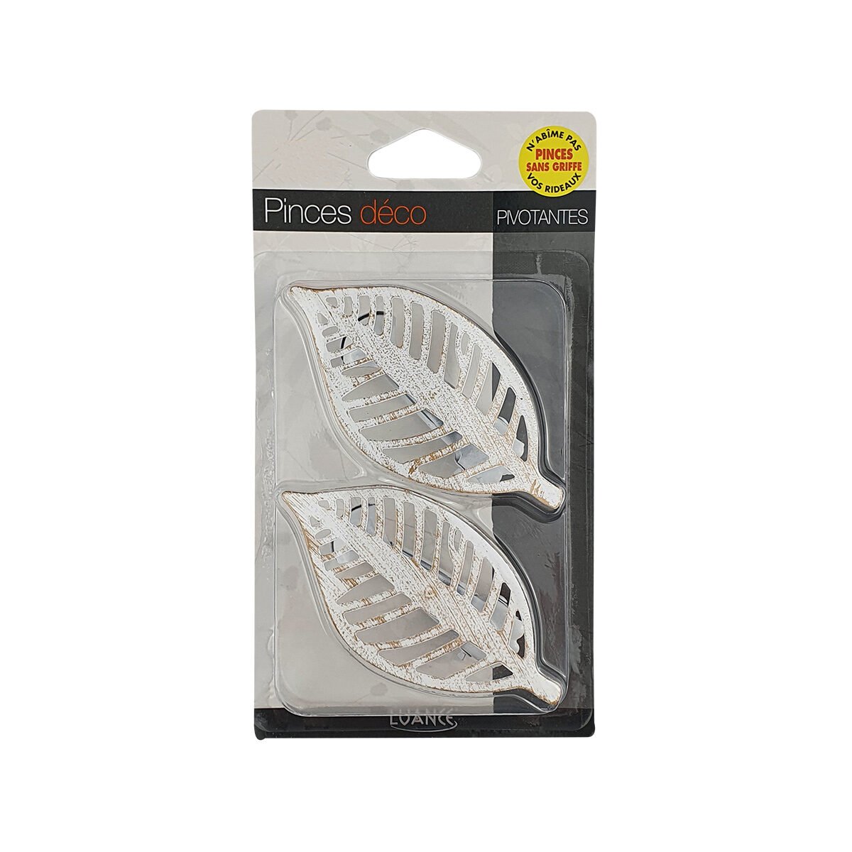 Lot de 2 pinces à rideau pivotantes Stockholm GM en métal sans griffe Luance