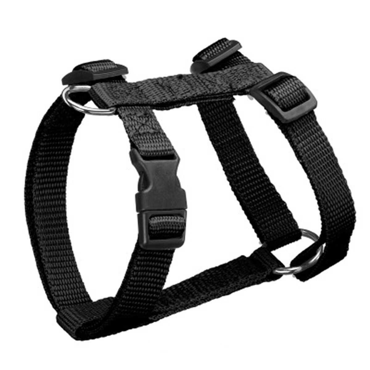 Harnais en nylon noir réglable de 50 à 70 cm de tour de poitrail pour chien Love Story