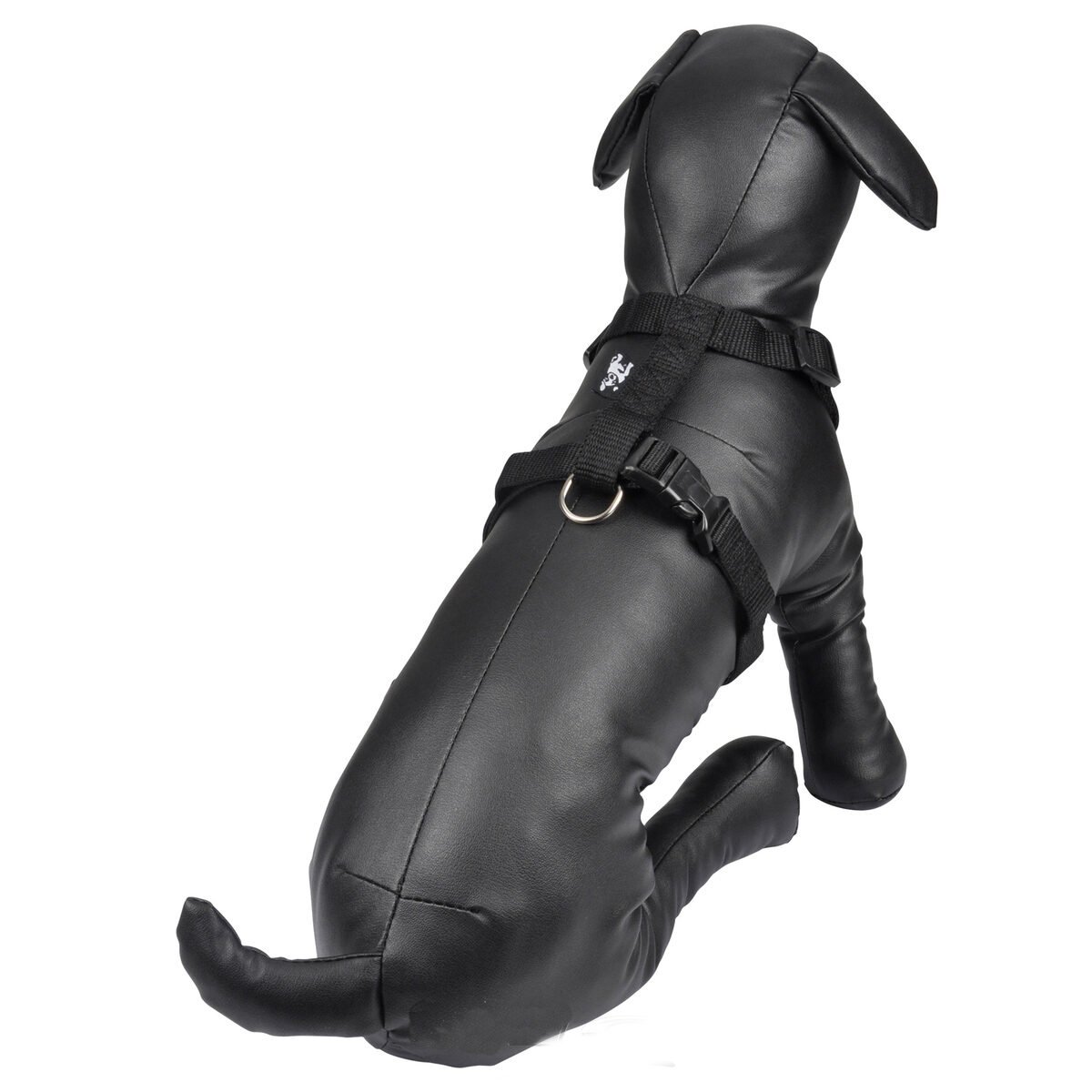 Harnais en nylon noir réglable de 50 à 70 cm de tour de poitrail pour chien Love Story