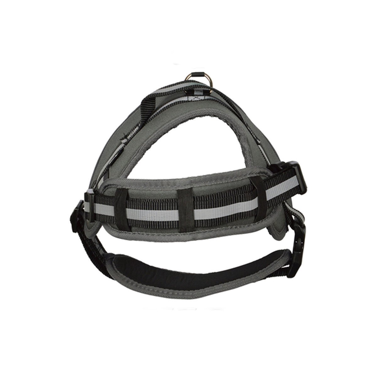 Comfort harness in anthracite nylon adjustable from 71 to 96 cm around the chest with control handle and reflective devices for dog Love Story