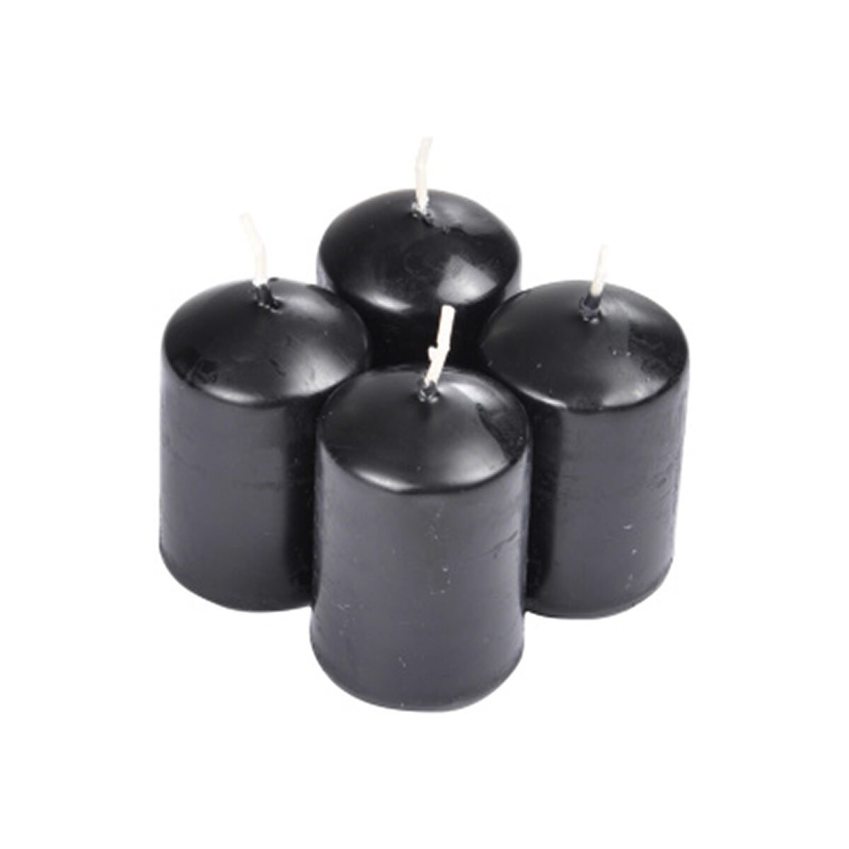 Lot de 4 bougies pilier noires parfumées bois de cèdre D 4 x H 6 cm durée 6 h Homea
