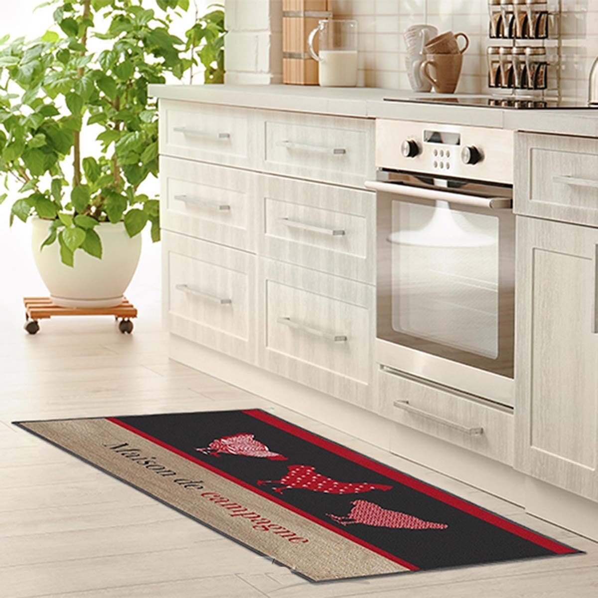 Tapis rectangle décoratif antidérapant imprimé Maison de campagne en polyamide et latex Douceur d'intérieur