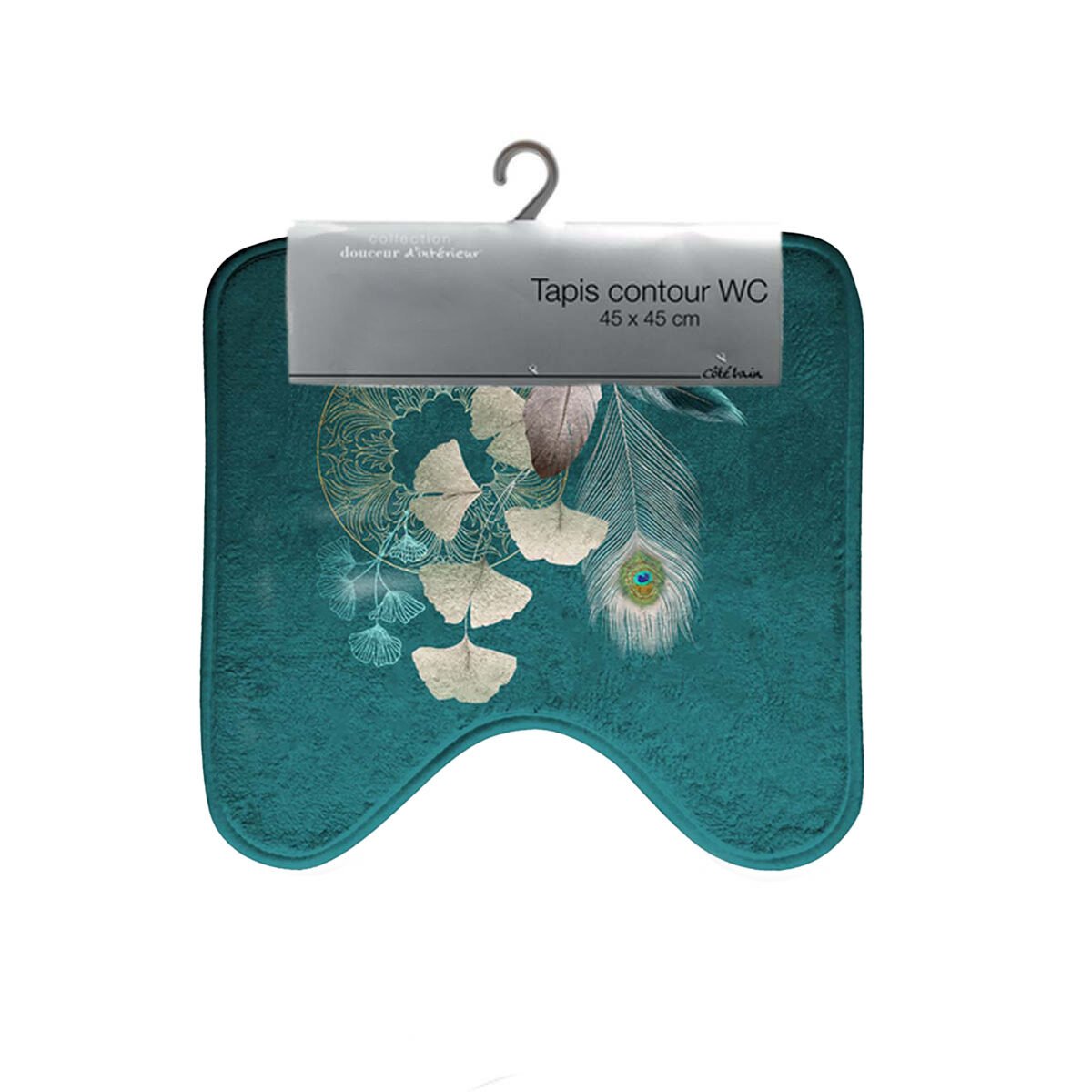 Tapis contour de WC en microfibre Ginkoblue L 45 x l 45 cm avec des pastilles antidérapantes au verso Douceur d'intérieur
