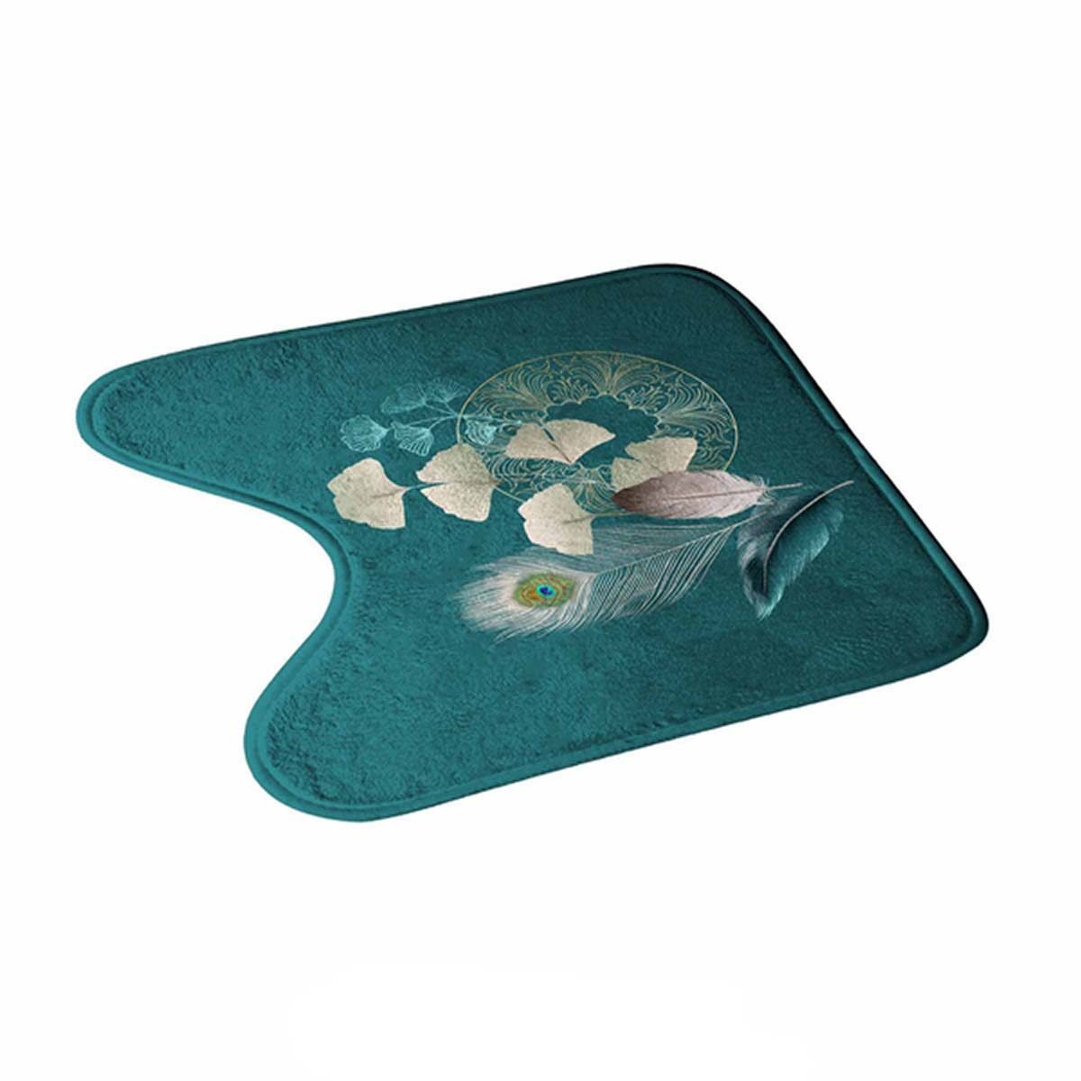 Tapis contour de WC en microfibre Ginkoblue L 45 x l 45 cm avec des pastilles antidérapantes au verso Douceur d'intérieur
