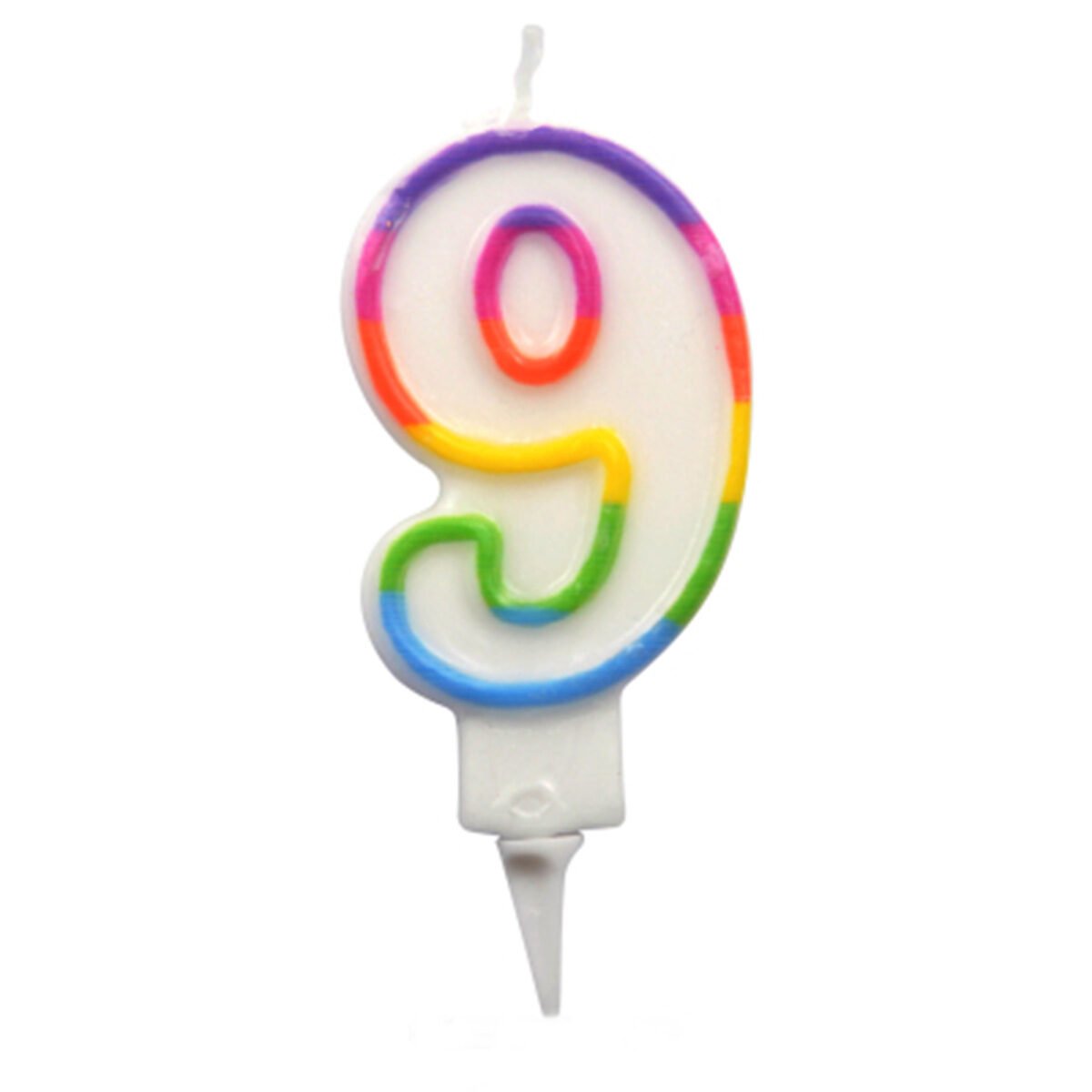 Bougie d'anniversaire multicolore chiffre 9 Rire et confetti
