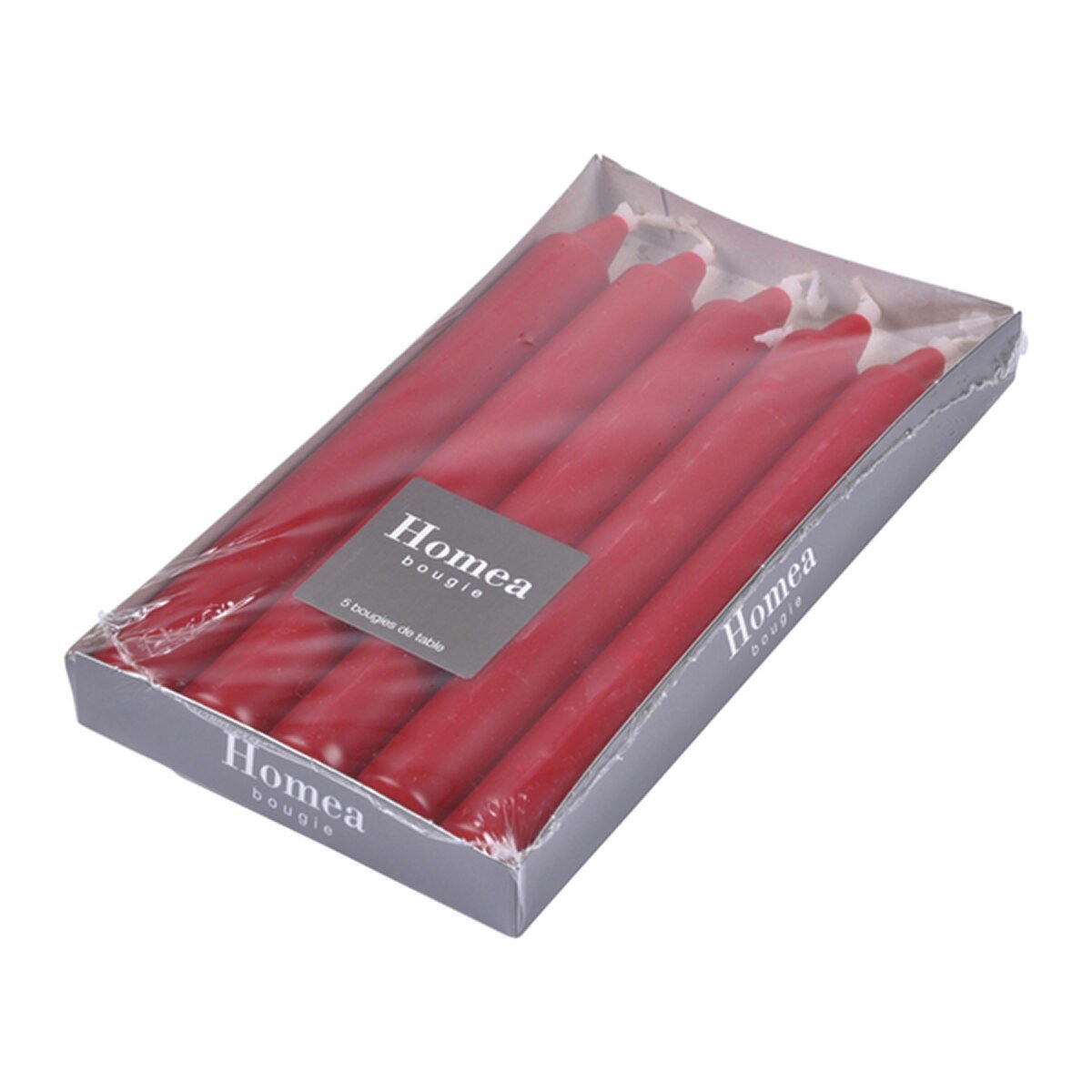 Lot de 5 bougies chandelles bordeaux parfumées fruits rouges durée 7 h Homea