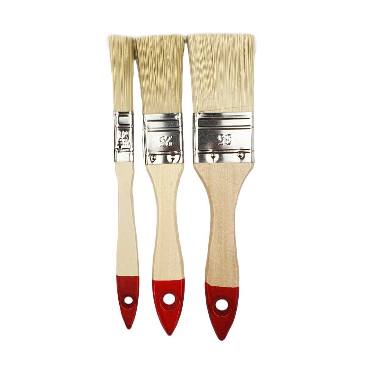 Set of 3 flat paint brushes in different sizes