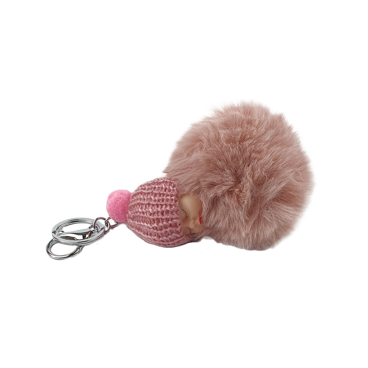 Baby plush pompom keyring or bag charm L 16 x W 8 cm with 1 hook